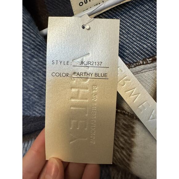 NWT Ashley Outerwear Plaid Wool Blend Shacket – Earthy Blue Brown Women’s Large - Picture 6 of 8